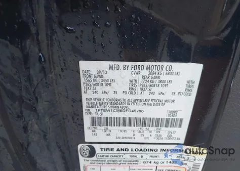 2013 Ford F-150 Xlt from USA, damaged, VIN 1FTEW1CM6DFD45786